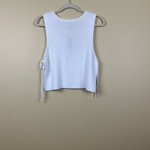 New White Black House Market WHBM Top White Knit Tank Tie Side NWT Size S - Picture 4 of 6